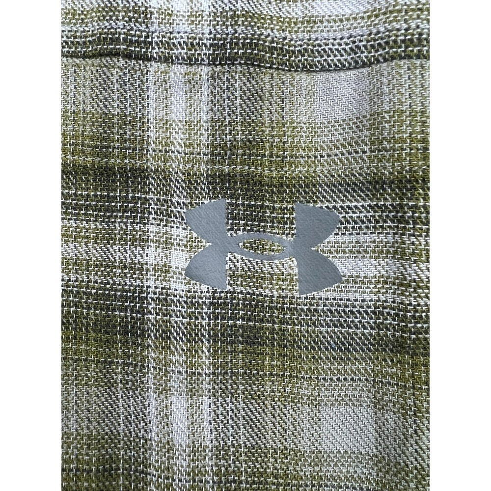 Under Armour Shirt Mens Large Green Plaid Long Sleeve Snap Front Stretch Outdoor - Picture 4 of 10